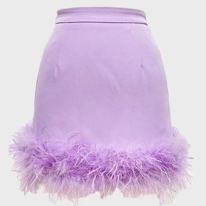 Purple feather mini skirt